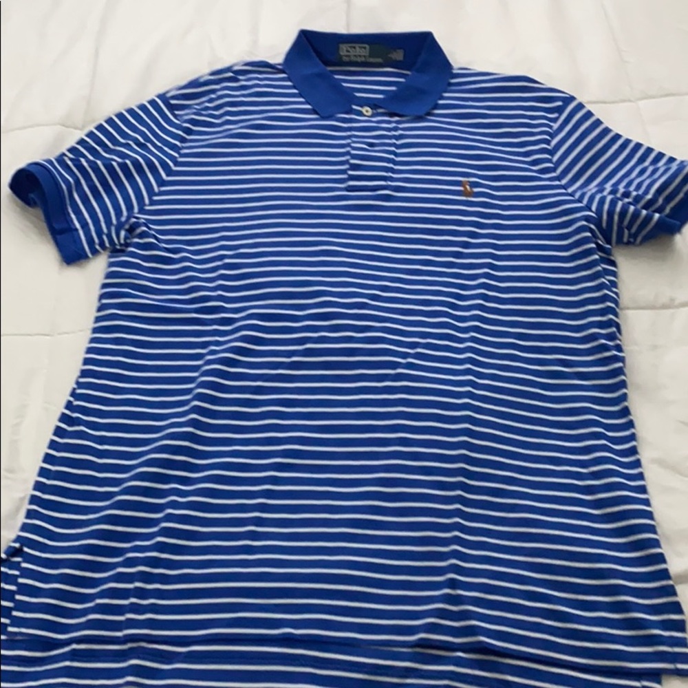 Blue and white striped Ralph Lauren Polo